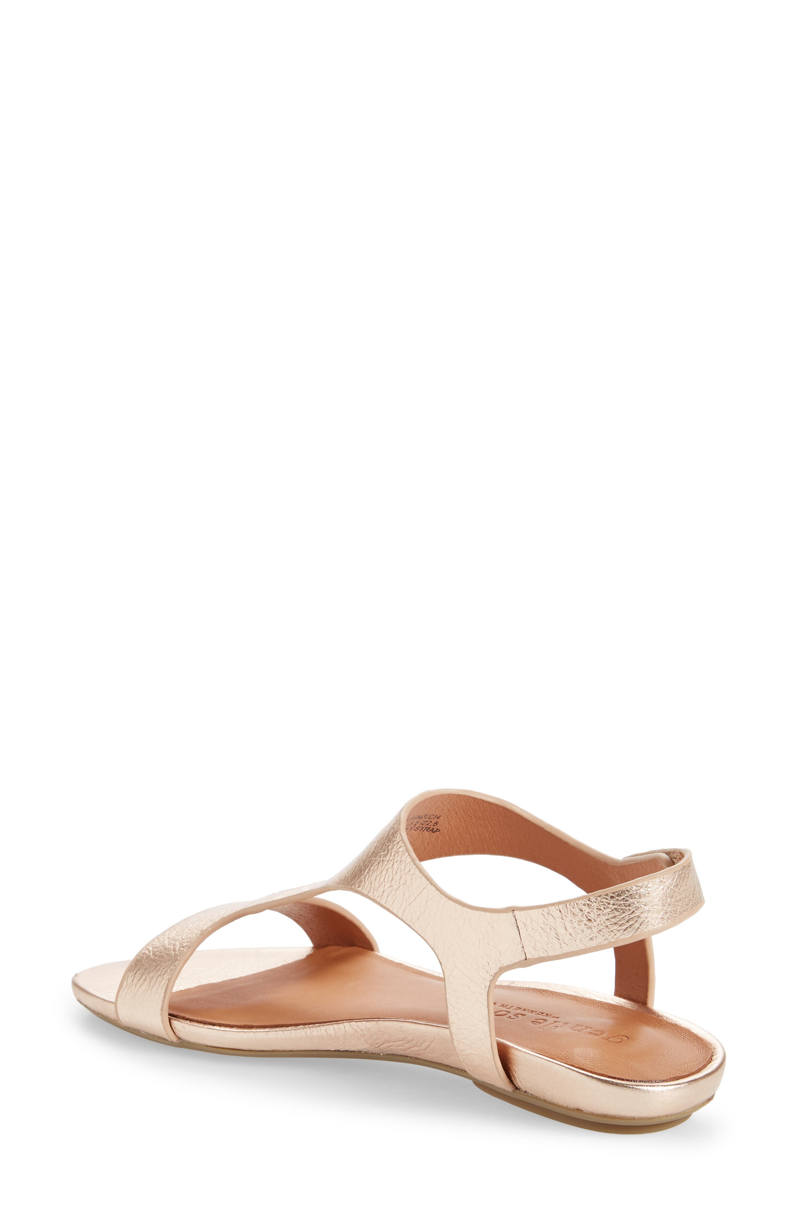 Signature Lark T-Strap Sandal, Alternate, color, ROSE GOLD METALLIC LEATHER