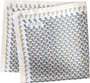 Eton White Pineapple Print Silk Twill Pocket Square