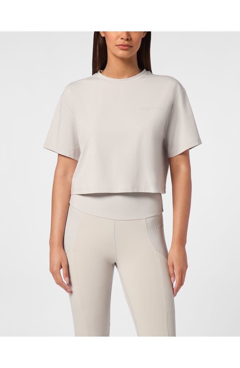 PLEIN SPORT Cropped T-Shirt Round Neck Ss Women, Main, color, Grey