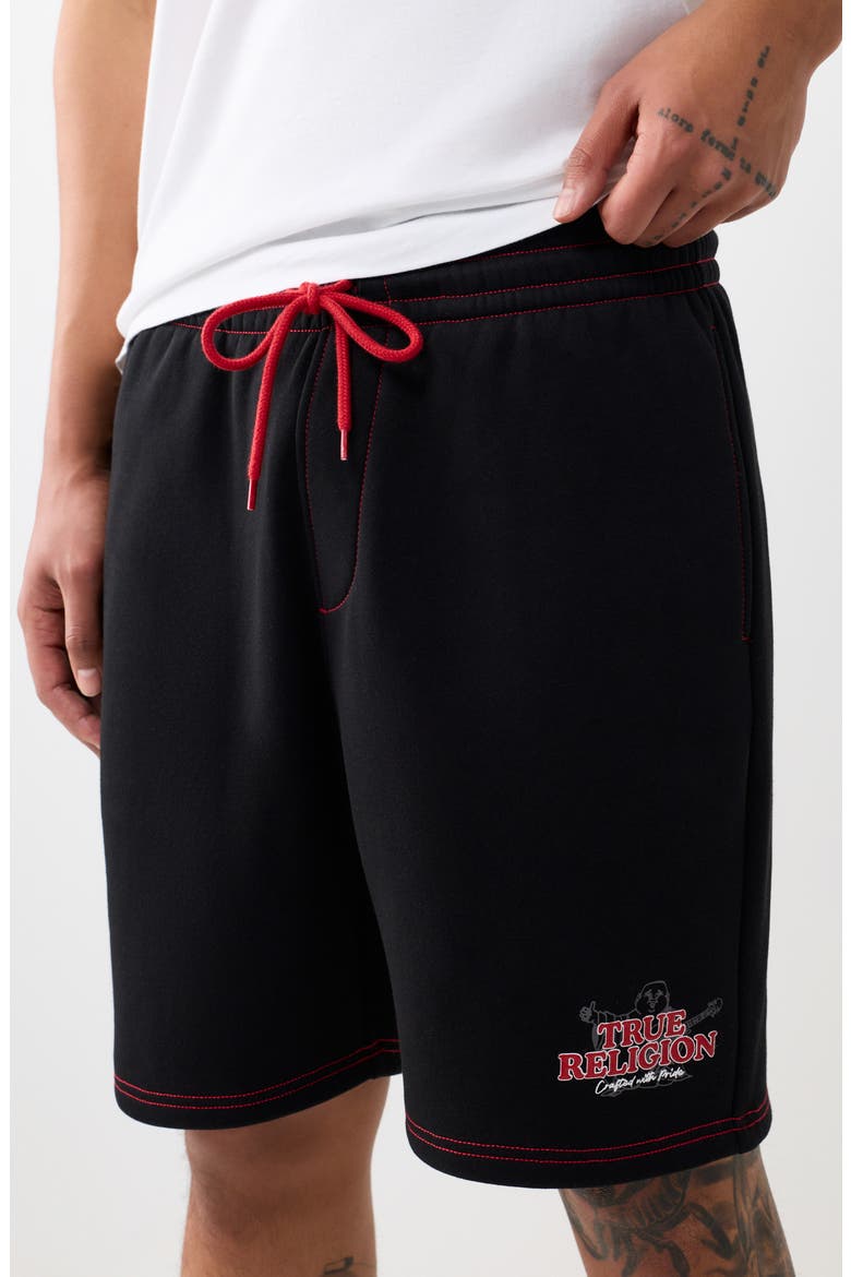 Buddha Contrast Fleece Shorts, Alternate, color, JET BLACK