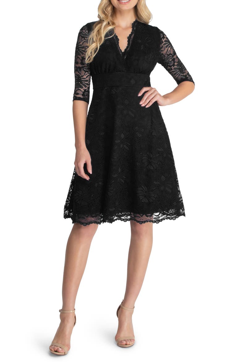 Mademoiselle A-Line Lace Cocktail Dress, Main, color, ONYX