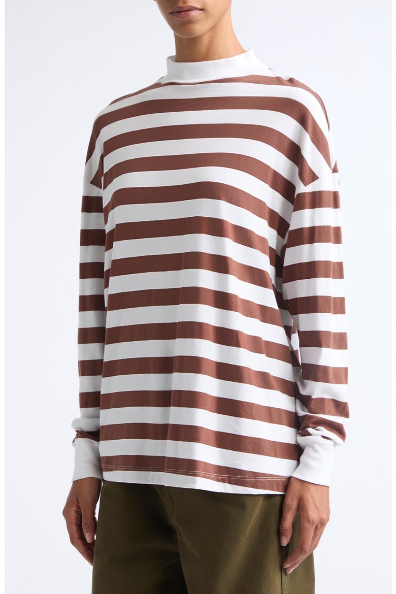 The Hockey Striped Cotton Tee, Alternate, color, BROWN RUGBY STRIPE