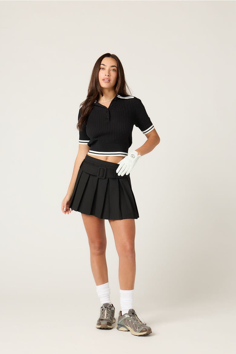 Belted Pleated Skirt, Main, color, Black