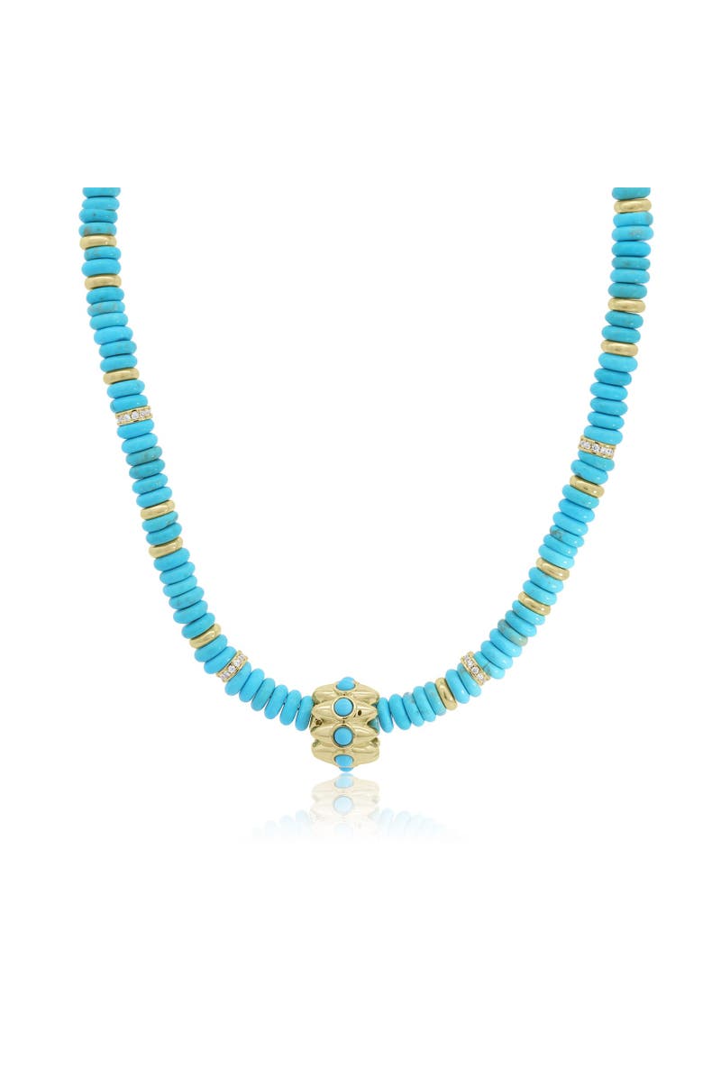 The Lovery Fine Jewelry Turquoise Bead Rondel Necklace, Main, color, Turquoise