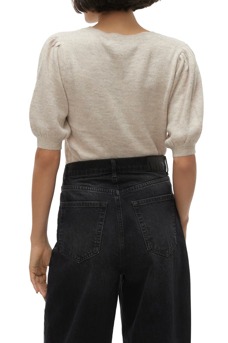 Elly Puff Sleeve Sweater, Alternate, color, BIRCH DETAIL W MELAN