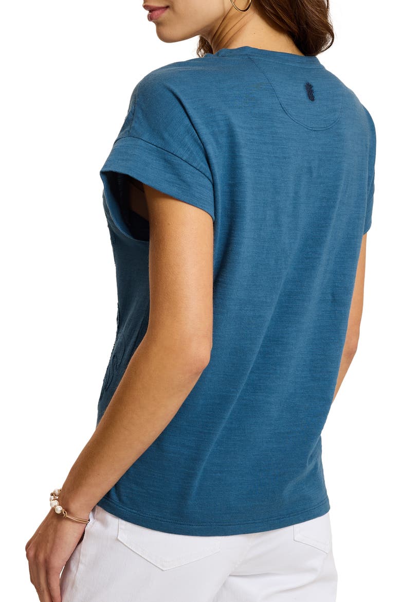 Embellished Monstera Leaf Graphic Tee, Alternate, color, MED INDIGO