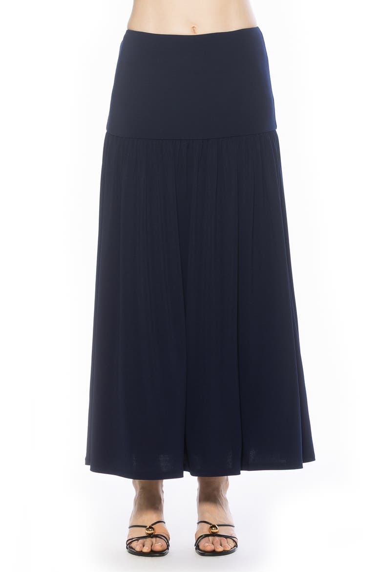 Aven Drop Waist Maxi Skirt, Main, color, NAVY