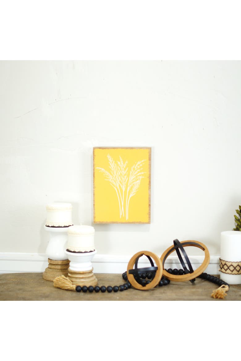 Wood 9.5 Inch Yellow Floral Pattern Wall Art, Decorative Wooden Wall Décor Accent, Alternate, color, Yellow