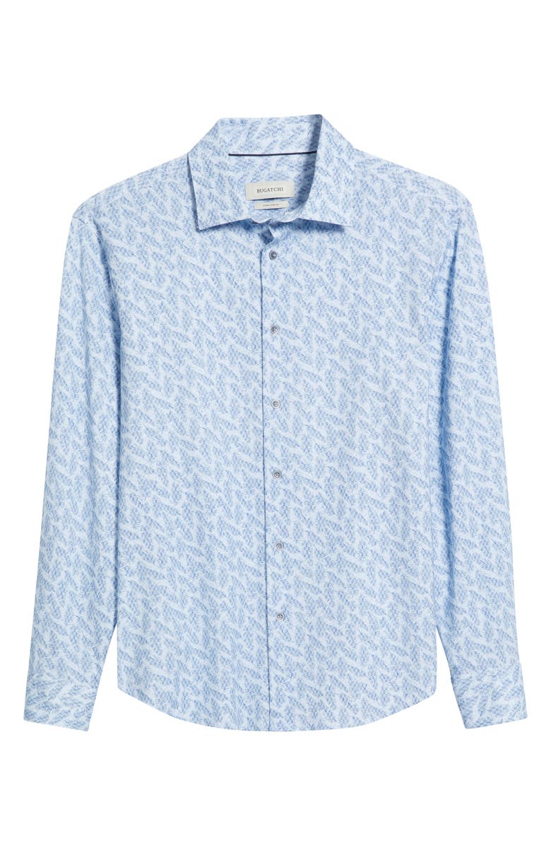 Bugatchi James OoohCotton<sup>®</sup> Feather Print Button-Up Shirt, Alternate, color, Air Blue