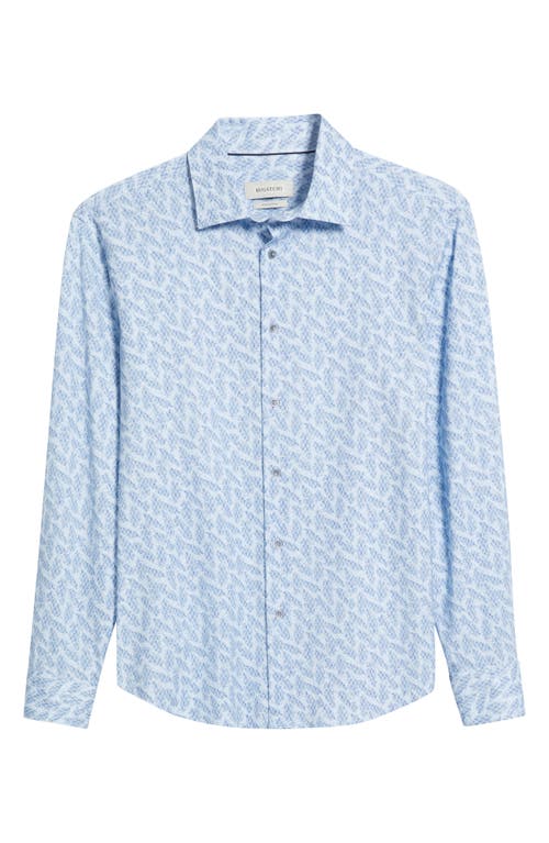 Bugatchi James Ooohcotton® Feather Print Button-up Shirt In Air Blue