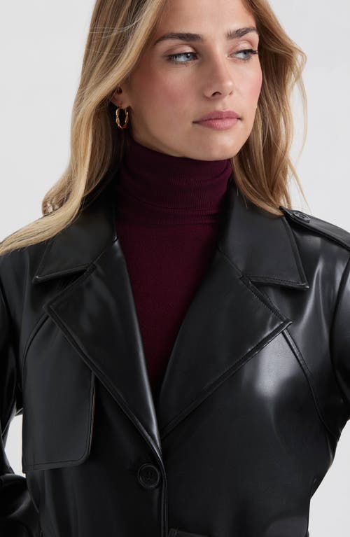 Nvlt Faux Leather Trench Coat In Black