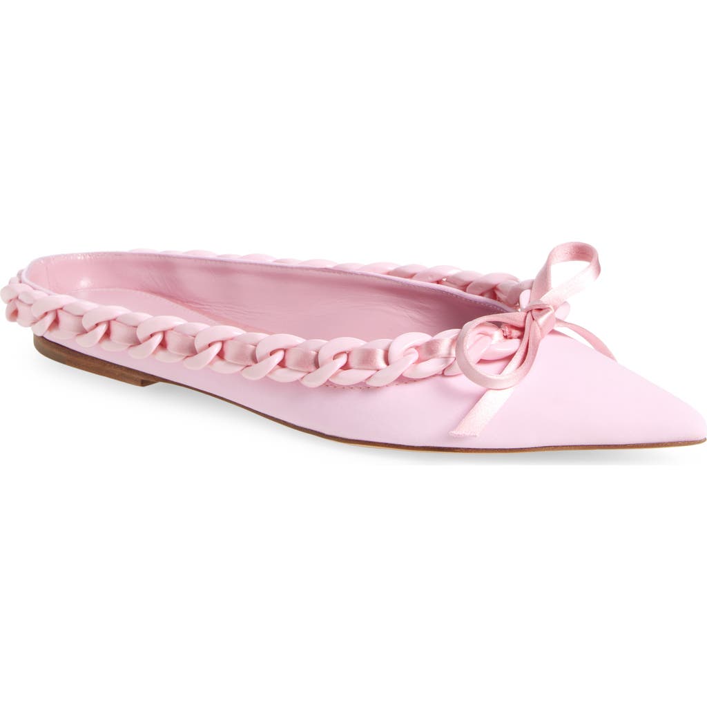 Giambattista Valli Ribbon & Chain Pointed Toe Mule In Quartz Rose