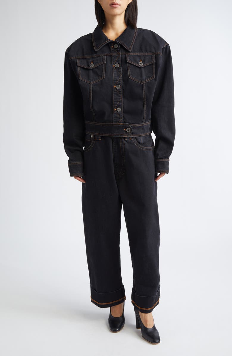 Vaquera Crop Denim Jacket, Alternate, color, Black