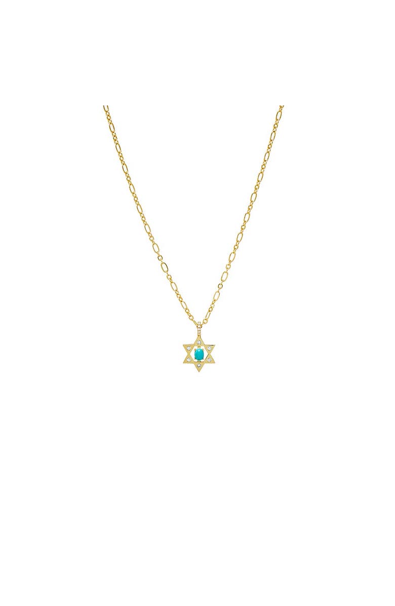 BY ADINA EDEN Turquoise Star Of David Pendant Necklace, Main, color, 