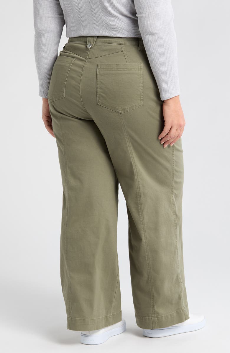 Wit & Wisdom 'Ab'Solution Skyrise Exposed Button Wide Leg Twill Pants, Alternate, color, Lily Pad