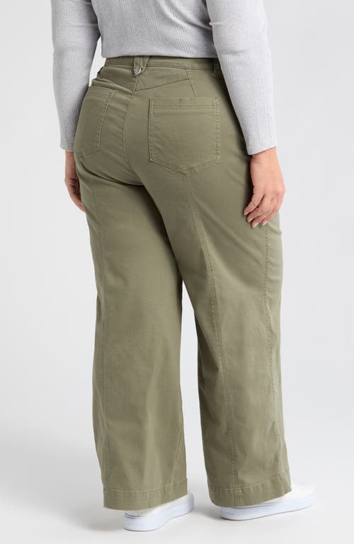 WIT & WISDOM WIT & WISDOM 'AB'SOLUTION SKYRISE EXPOSED BUTTON WIDE LEG TWILL PANTS