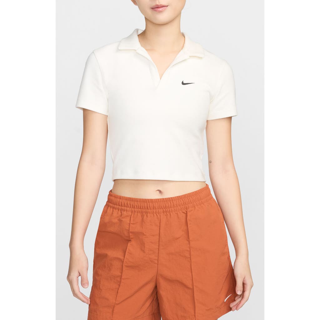 Nike Essentials Stretch Crop Polo In White