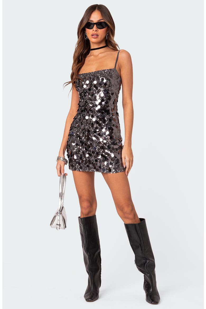 Bring the Sparkle Sequin Minidress, Alternate, color, GRAY