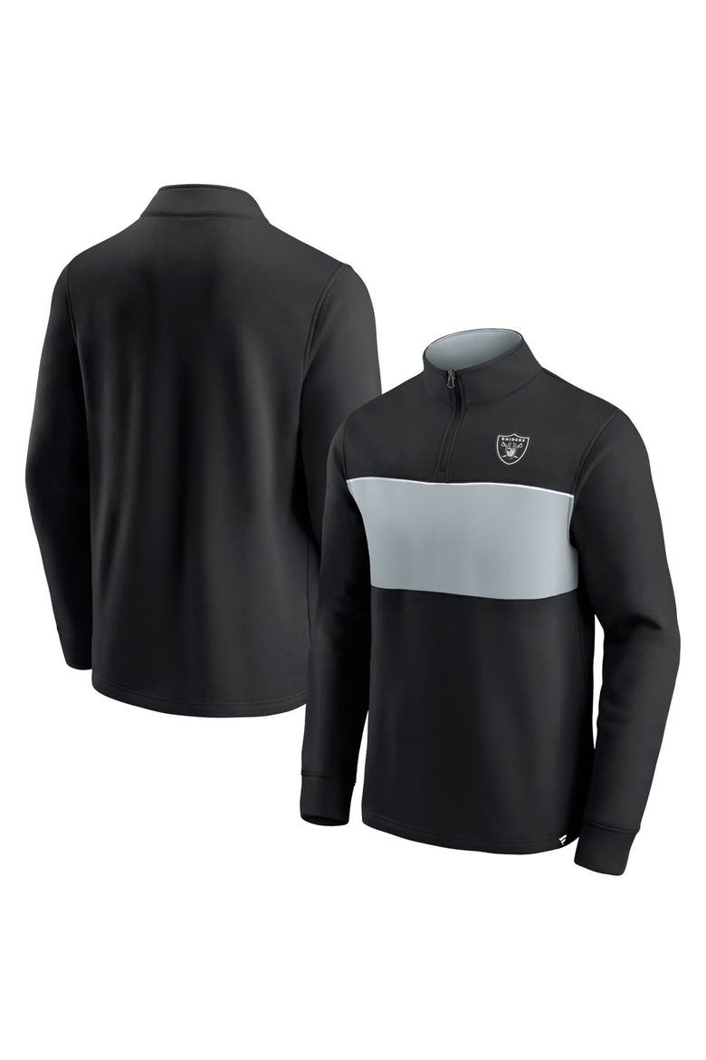 Men's Fanatics Branded Black/Silver Las Vegas Raiders Block Party Quarter-Zip Jacket, Alternate, color, Black