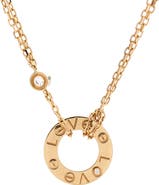 Pre-Owned Cartier 2 Diamonds Love Pendant Necklace 18K Yellow Gold and Diamonds