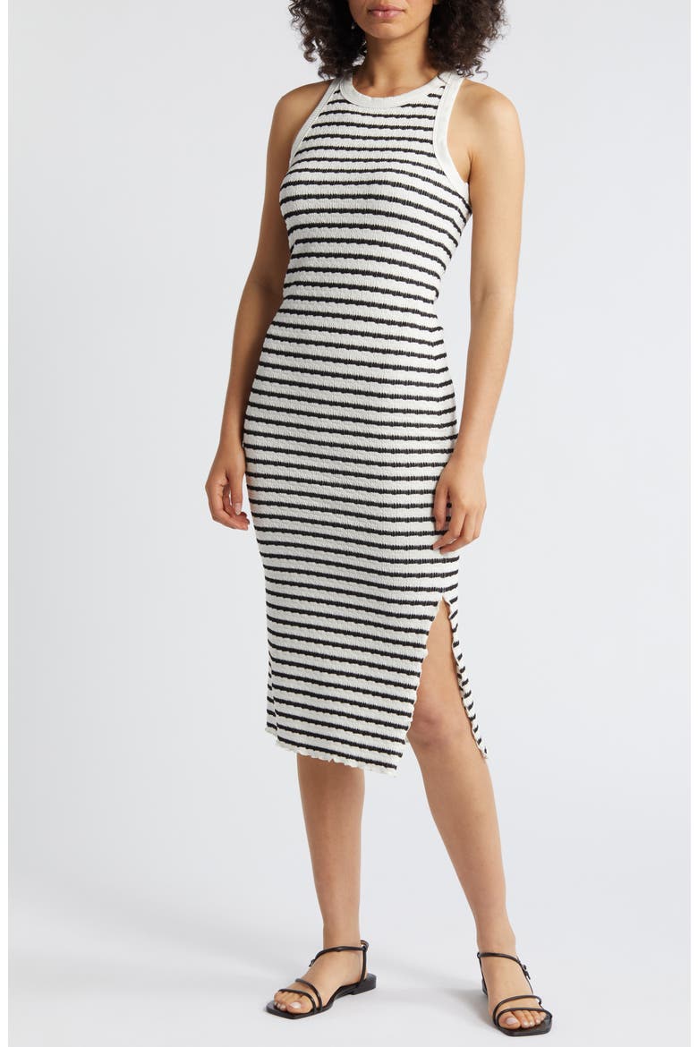 Stripe Midi Tank Dress, Main, color, BLACK/ NATURAL