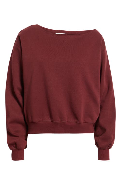 Bp. Fleece Detail Off The Shoulder Sweatshirt In Burgundy