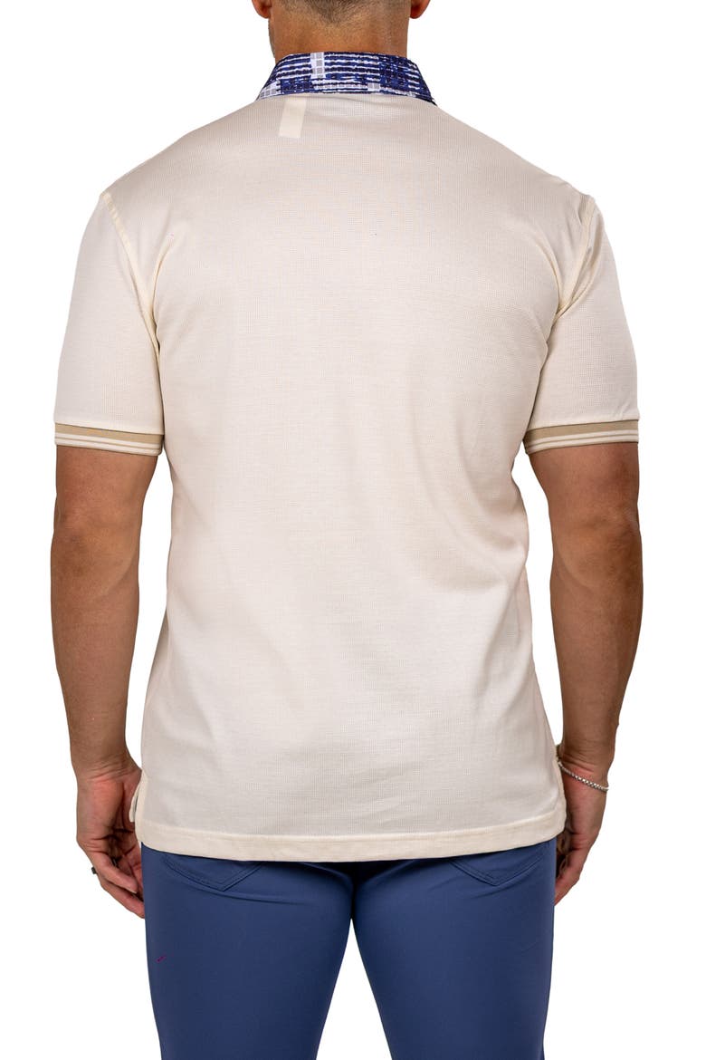 Marthyr Textured Contrast Collar Cotton Polo, Alternate, color, BEIGE