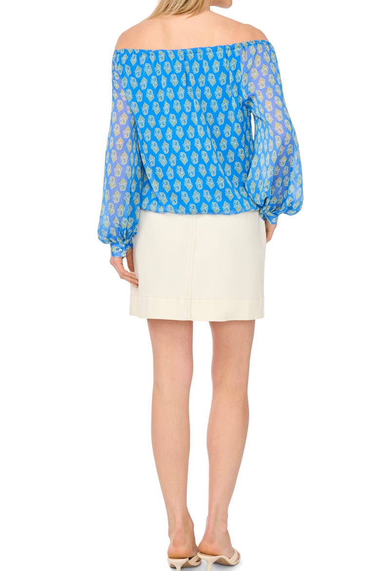 Floral Off the Shoulder Top, Alternate, color, PALACE BLUE