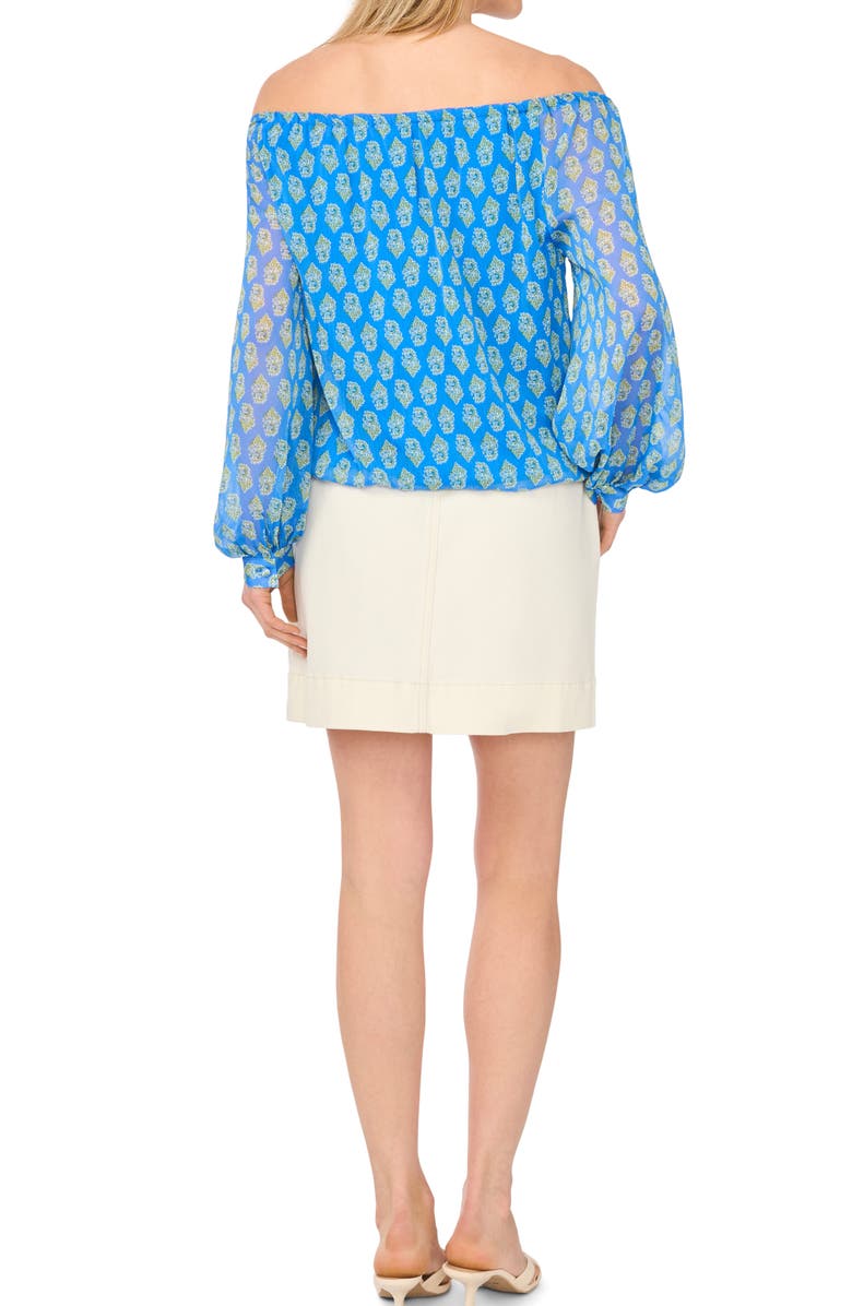 Vince Camuto Floral Off the Shoulder Top, Alternate, color, Palace Blue