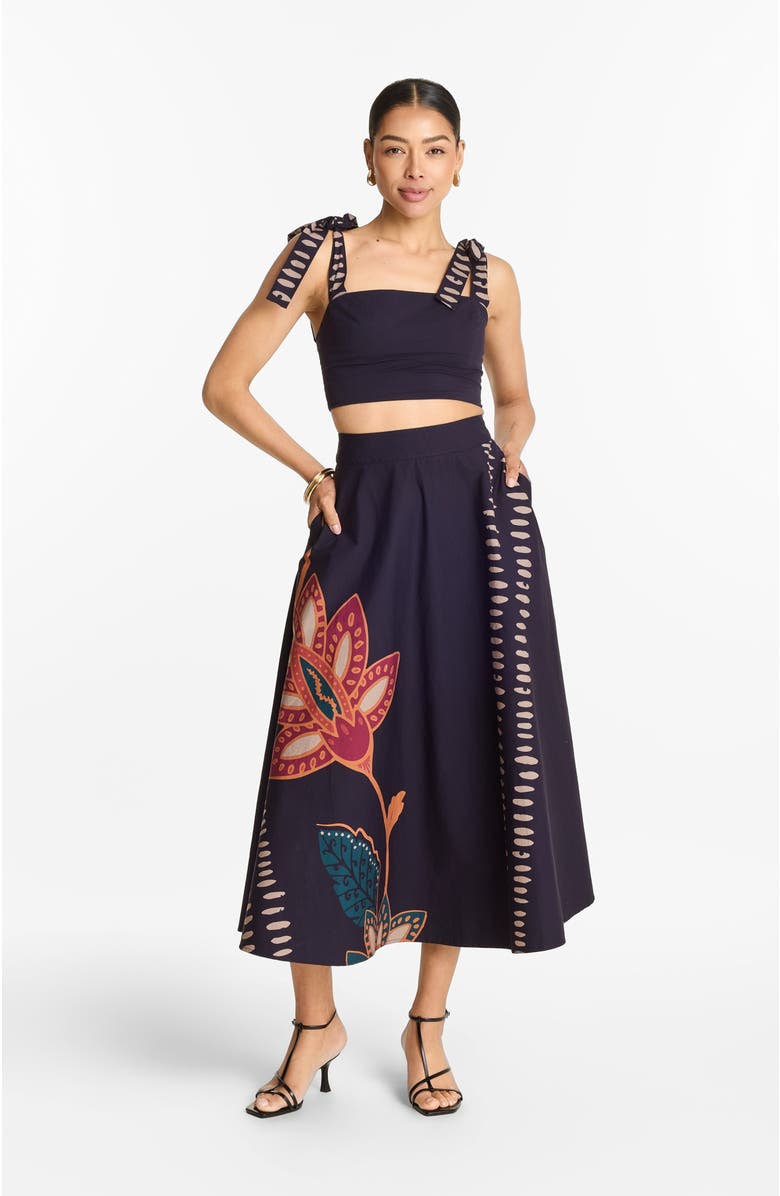 DIARRABLU Zya Skirt Razu in Printed Cotton Poplin, Alternate, color, Razu Navy