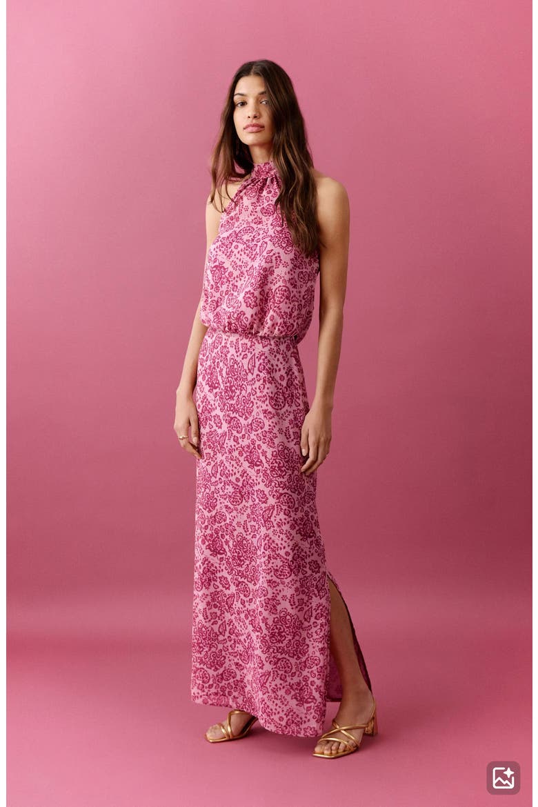 Paisley Maxi Skirt, Alternate, color, PINK