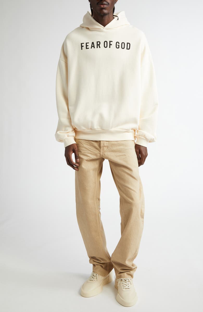 Fear of God Cotton French Terry Logo Hoodie, Alternate, color, White