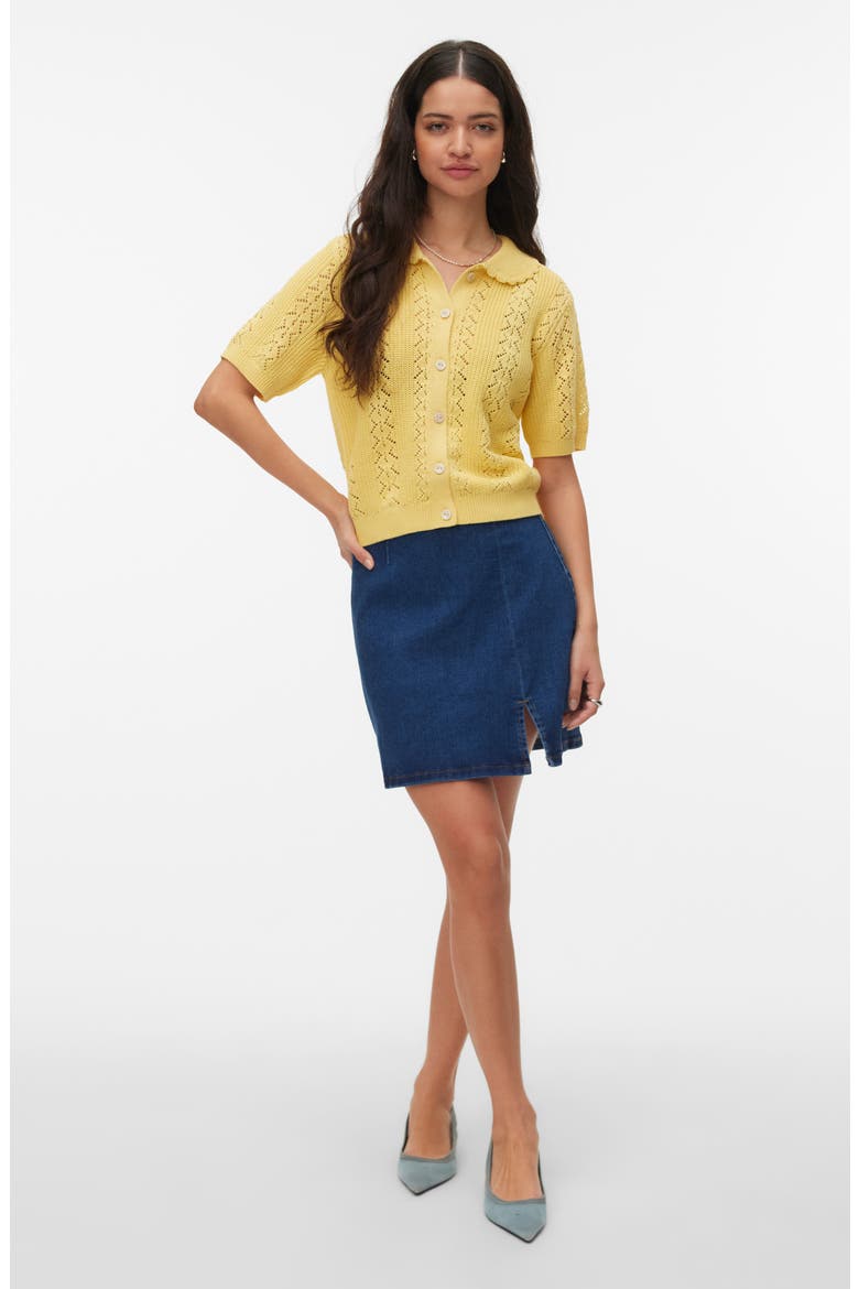 Daria Pointelle Cardigan, Alternate, color, GOLDEN HAZE