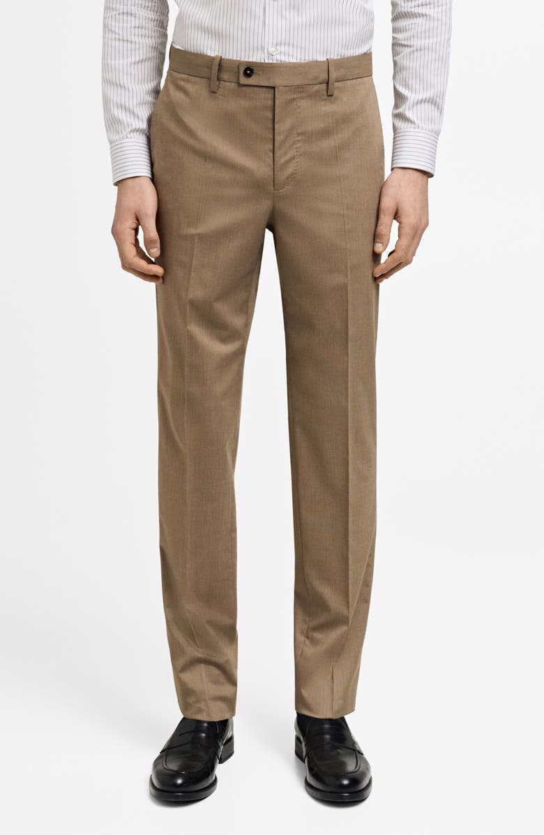 MANGO Monaco Slim Fit Suit Pants, Main, color, Medium Brown
