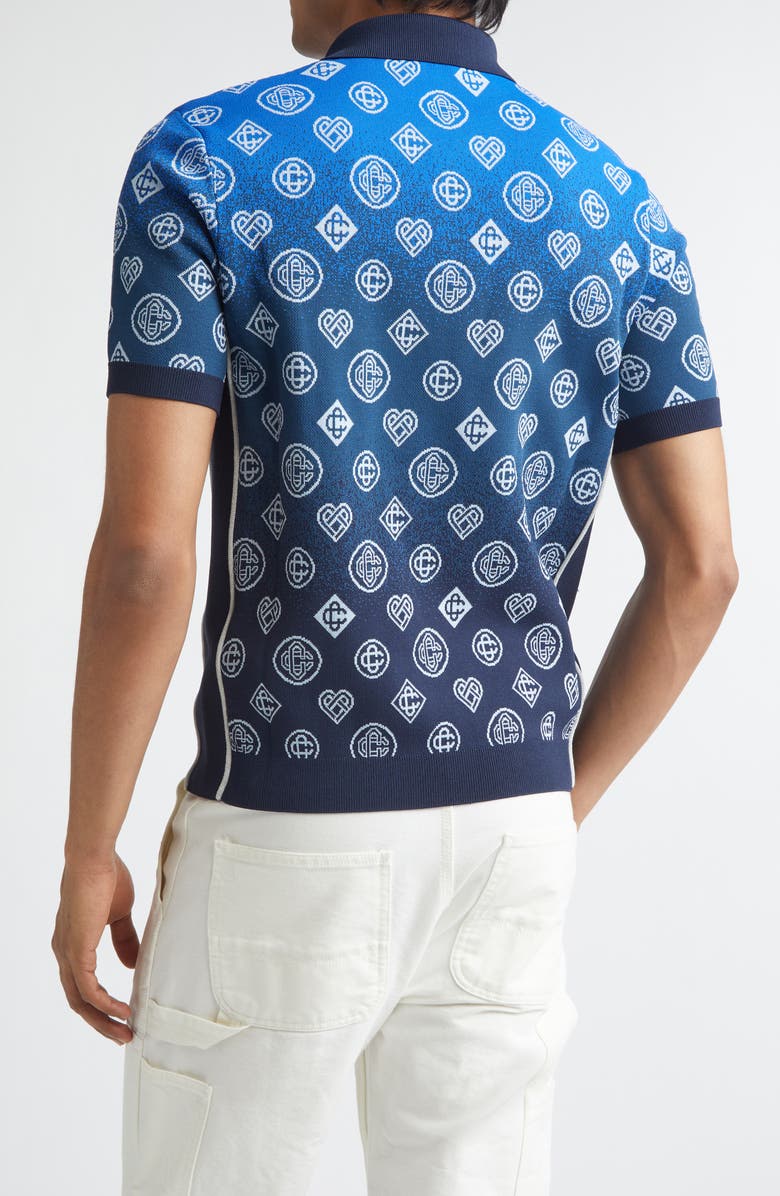 Casablanca Gradient Monogram Jacquard Polo Sweater, Alternate, color, Viscose Blend