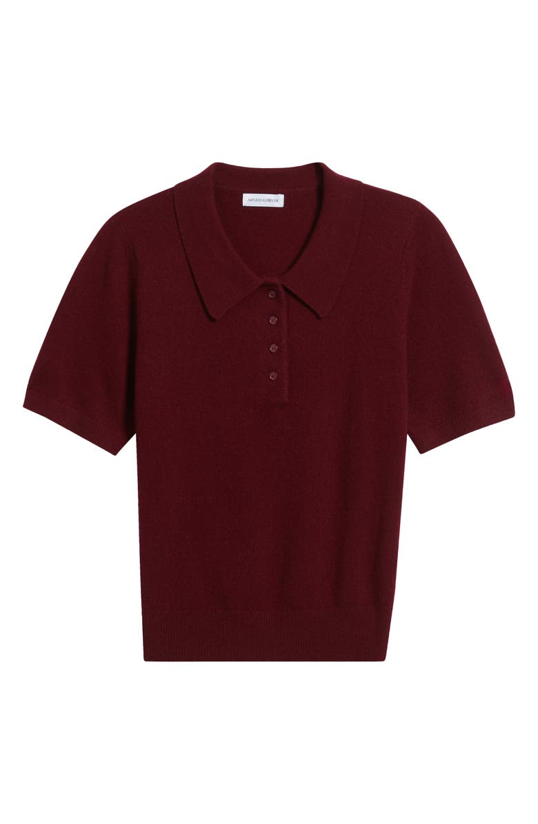 ARTLESS FOREVER Tove Wool & Cashmere Short Sleeve Polo Sweater, Alternate, color, Merlot
