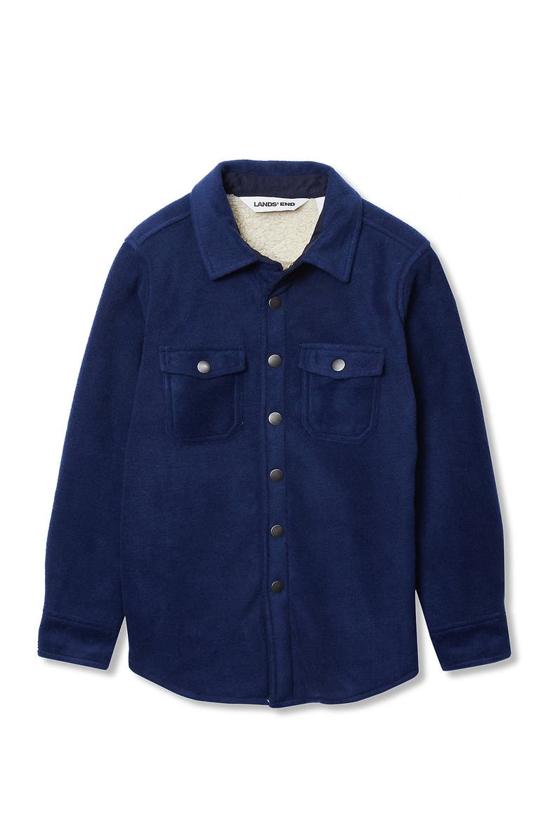 Lands' End Kids Flannel Shacket, Main, color, Navy