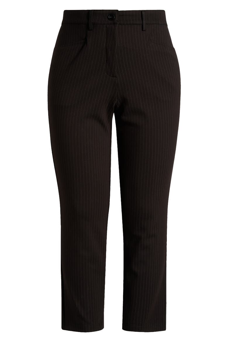 High Waist Stretch Ponte Cigarette Pants, Alternate, color, SLATE PINSTRIPE