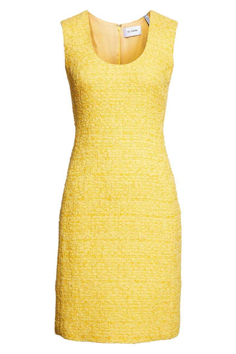 Frosted Tweed Dress, Alternate, color, SUNSHINE YELLOW