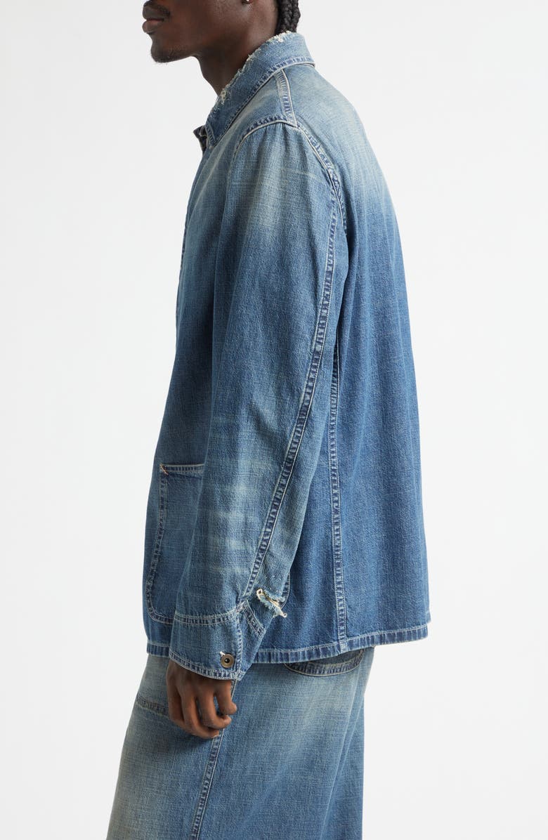 Maison Margiela Ripped & Repaired Chambray Jacket, Alternate, color, Washed Blue