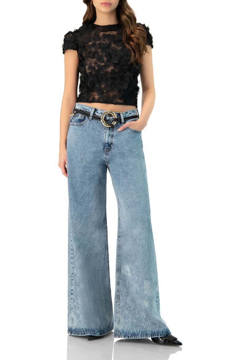 Drop Shoulder Fantasy Straight Top, Alternate, color, Black