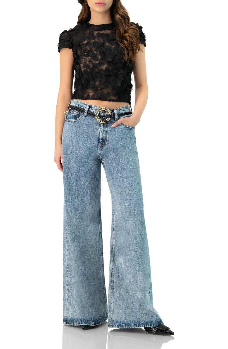 IVONNE Drop Shoulder Fantasy Straight Top, Alternate, color, Black