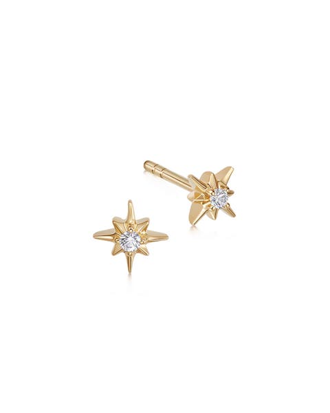 Gold Polaris Star Stud Earrings