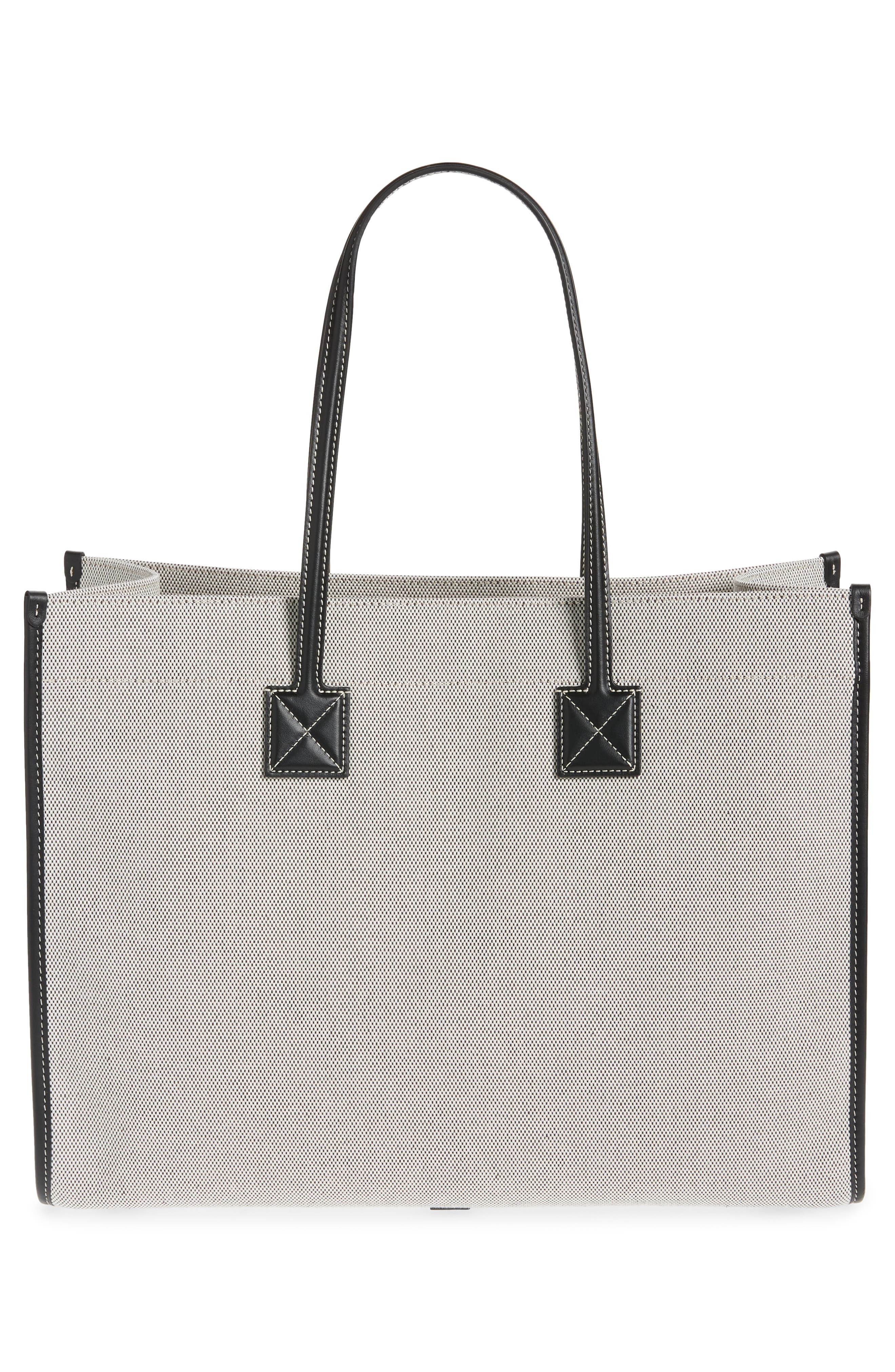 Burberry Medium Freya Horseferry Logo Canvas & Leather Tote, Alternate, color, 
