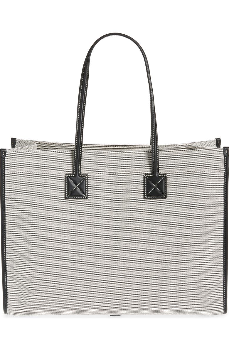 Burberry Medium Freya Horseferry Logo Canvas & Leather Tote, Alternate, color,