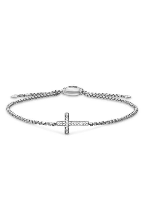 Petite Pavé Sideway Cross Slider Bracelet