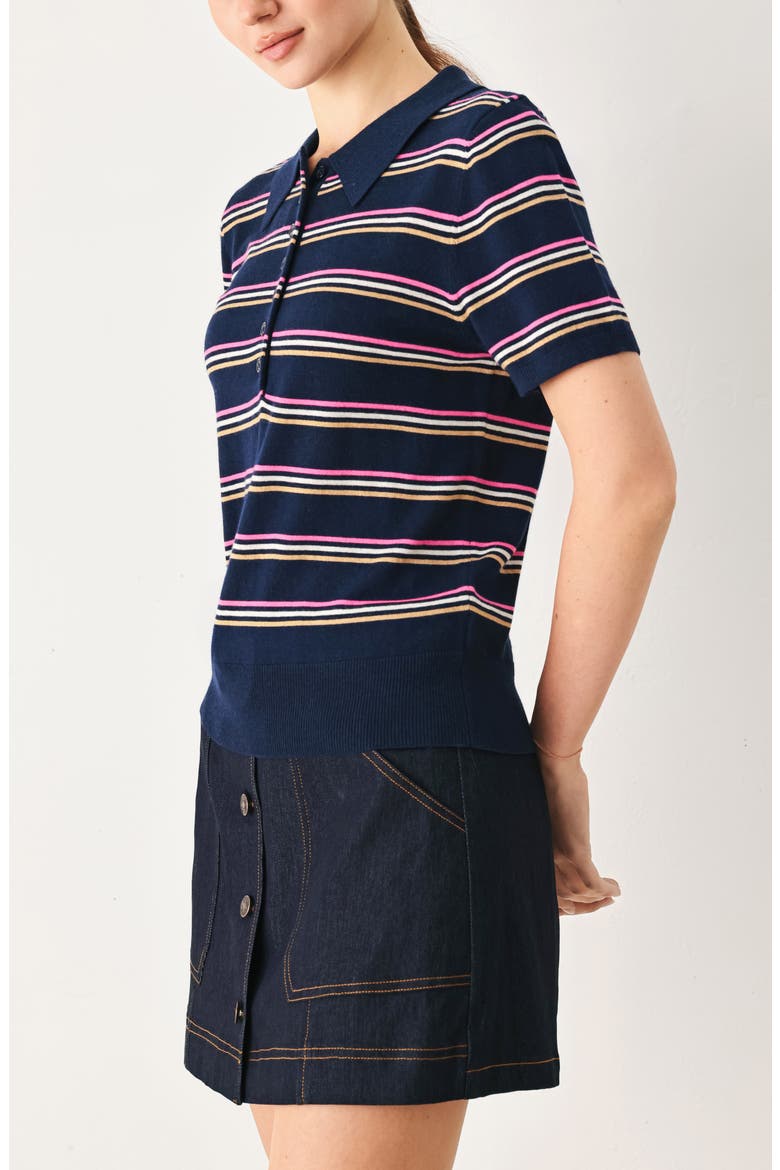 Striped Polo Sweater, Alternate, color, NAVY MULTI