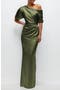 Ruched One-Shoulder Satin Gown
