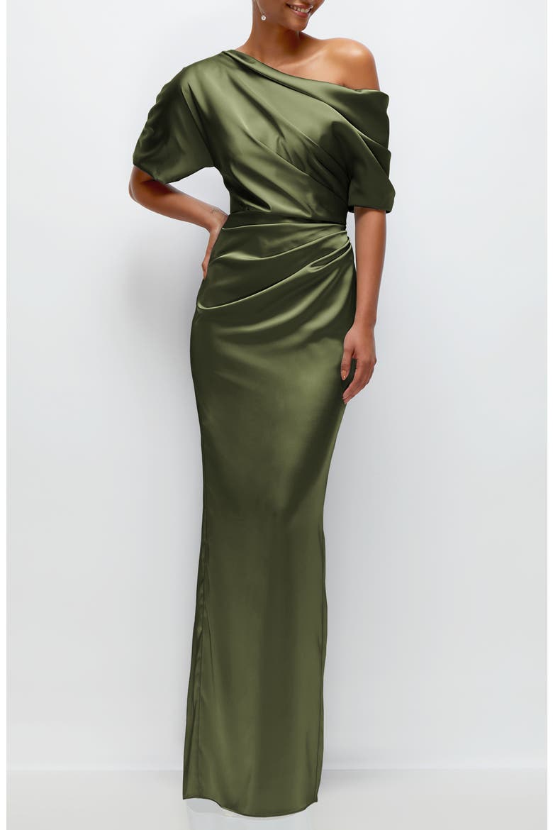 one shoulder olive green dress ASOS DESIGN draped maxi in Amazon.com: PRETTYGARDEN Women's Summer Formal