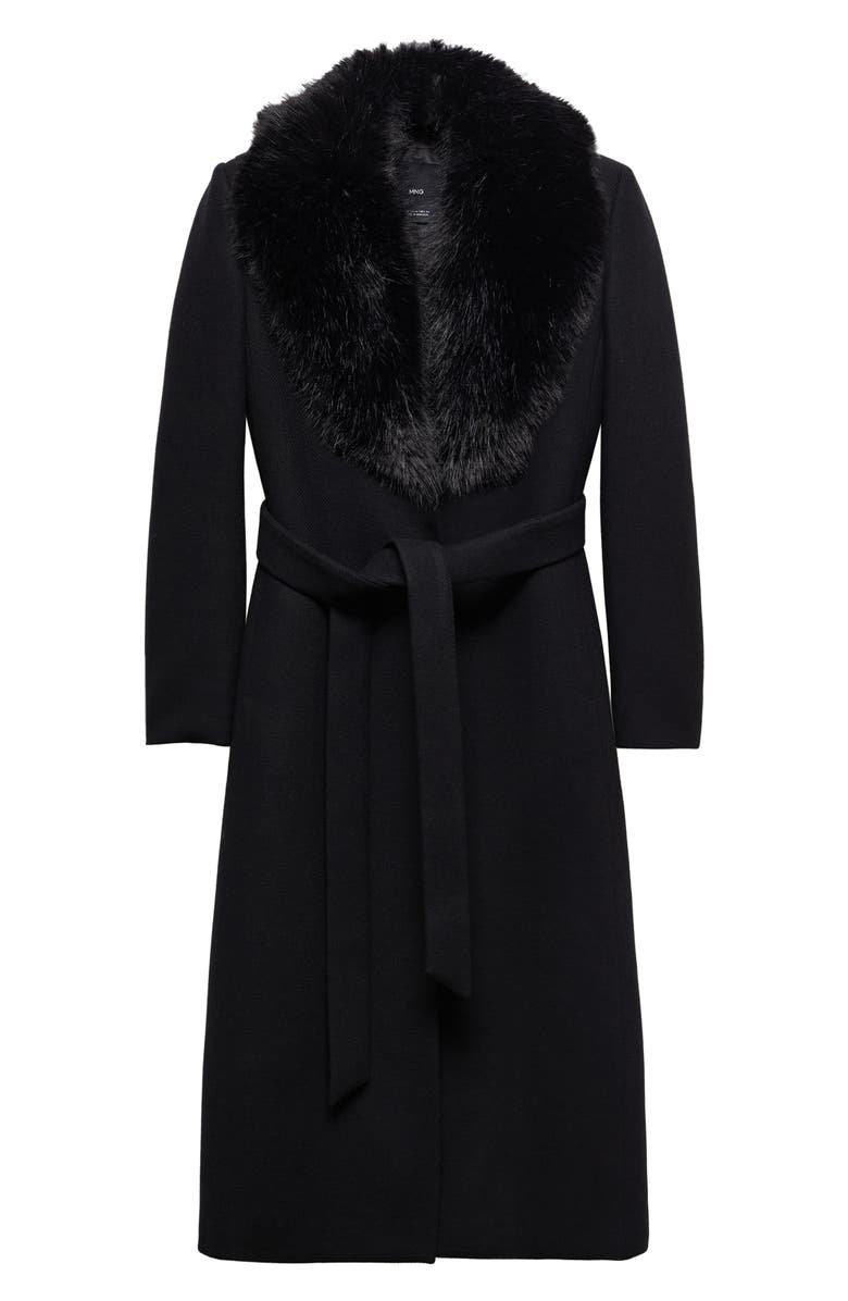 MANGO Wool Blend Coat with Removable Faux Fur Collar, Alternate, color, 
